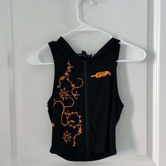 I.AM.GIA Black and Orange Hooded Top